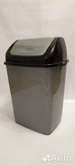 Мусорное ведро урна 50 литров черно серебристая