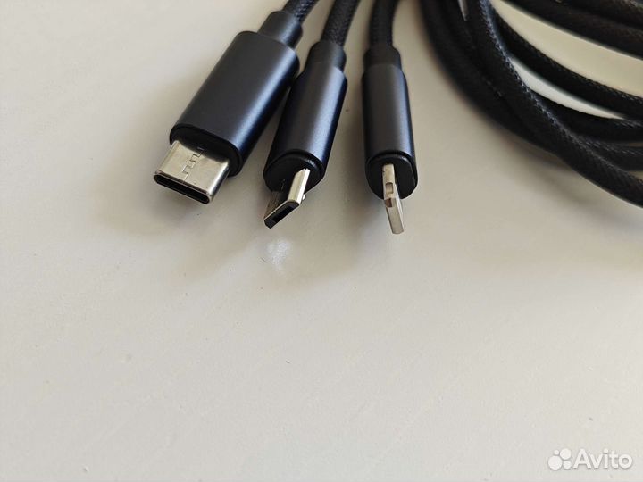Кабель Baseus 3-в-1 USB Type-C Micro-usb Lightning