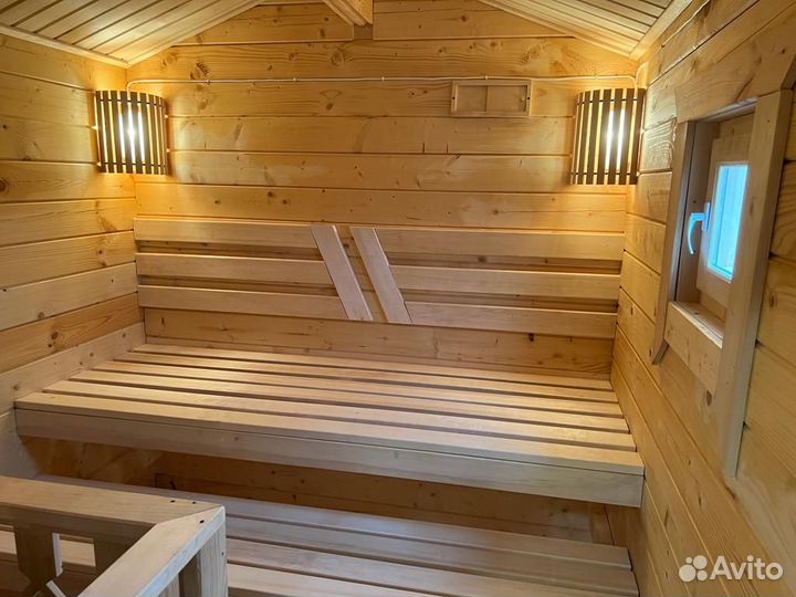 Готовая баня не бочка от производителя с печкой