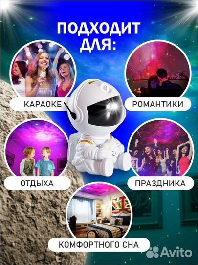 Ночник проектор космонавт звёздное небо