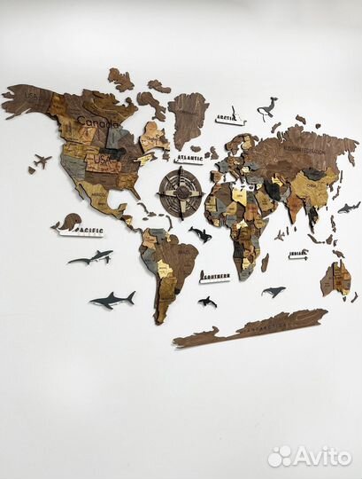 Многоуровневая 3D карта мира без подсветки