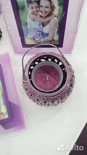 Фоторамки, подсвечник стекло фиолетовое