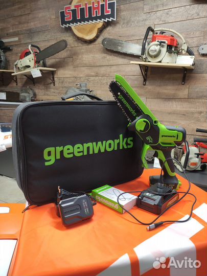 Цепная пила Greenworks GD24csmnx 15см комплект