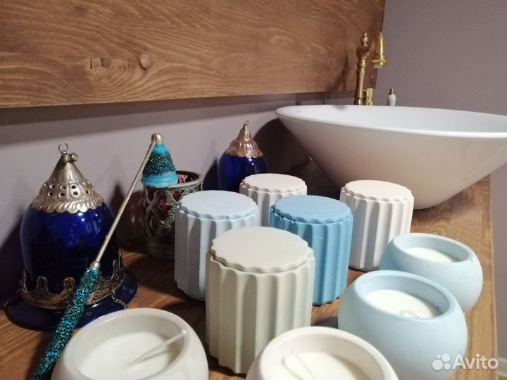 Свеча в гипсовом стакане с крышкой