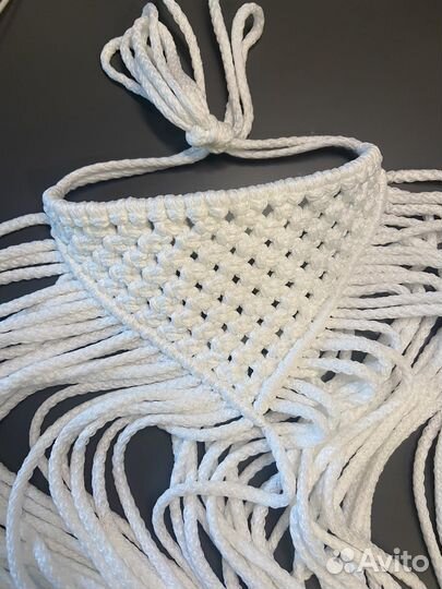 Макраме аксессуар. Белый чокер в бохо стиле