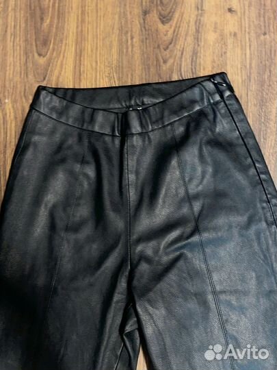 Брюки кожаные черные теплые осень-зима