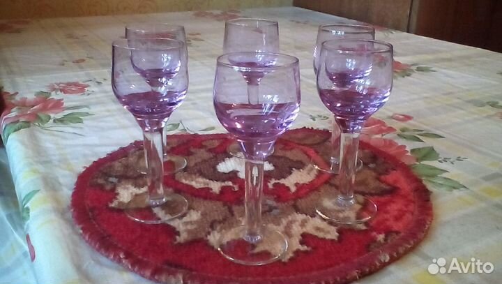 Рюмки:раритет; 6 шт;1982г;цветное блик стек;ссср