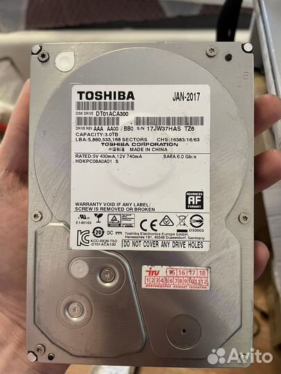 Жесткий диск 3тб 3000гб Toshiba