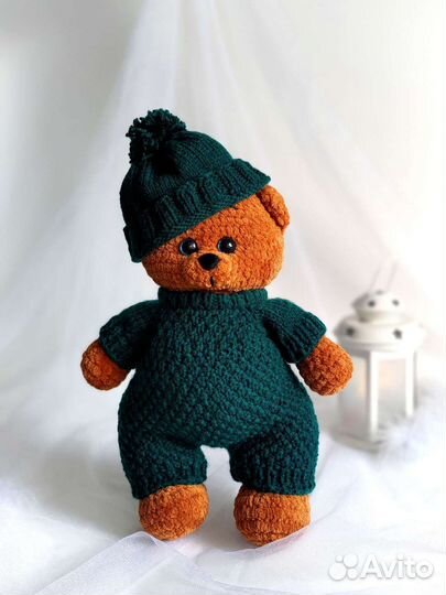 Вязаная игрушка плюшевый мишка в наличии