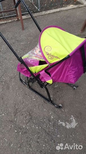 Детские санки коляска с колесами
