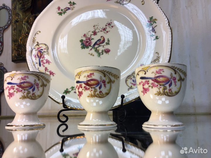 Подставка яйца пасха тарелка антиквариат 4 предмет