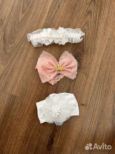 Шапочки повязочки слюнявчики для девочки до 6 мес