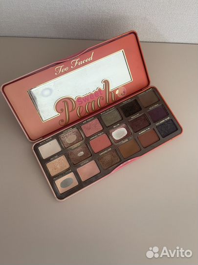 Палетки теней too faced sweet peach