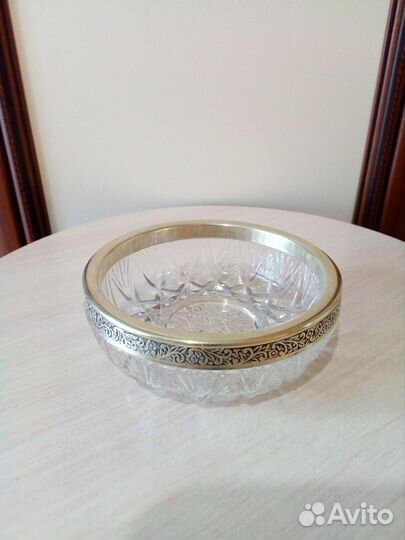 Икорница, хрусталь + мельхиор