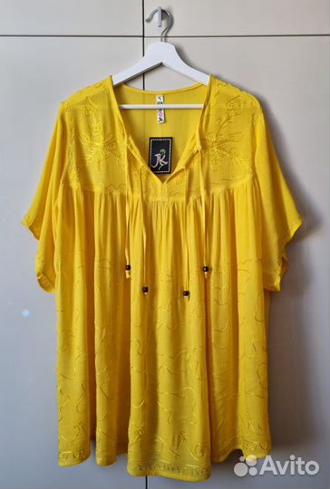 Блузка женская Индия жёлтая на размер 54 56 58