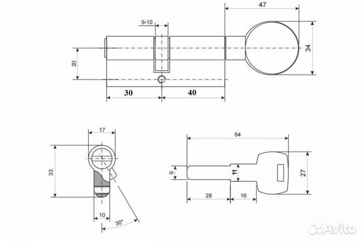 Личинка для замка Apecs
