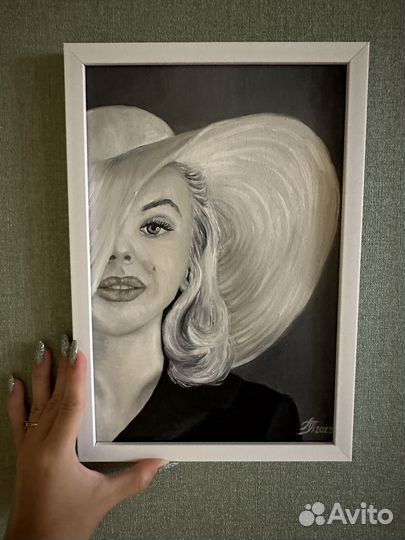Мэрилин Монро картина маслом на оргалите 20/30