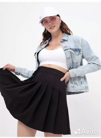 Теннисная юбка плисированная черная размер 40 (xs)