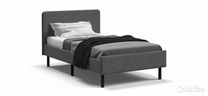 Кровать Уна 90 mini рогожка серая, чёрная