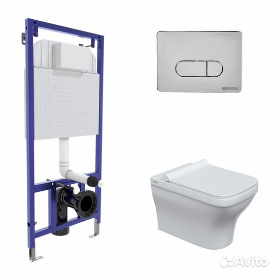 Комплект berges: инсталляция novum кнопка D3 хром