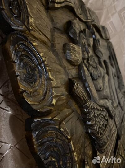 Резное панно из дерева. Банное