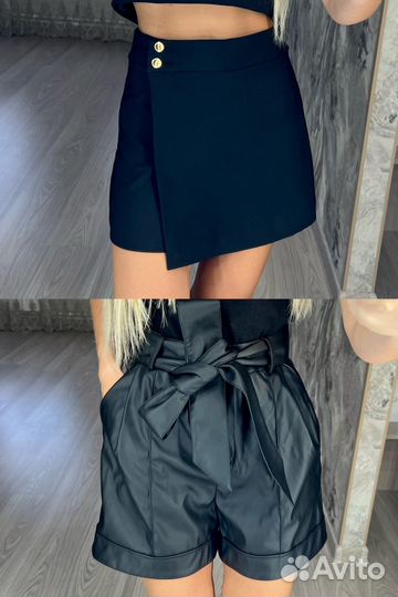 Юбка-шорты/шорты кожаные новые