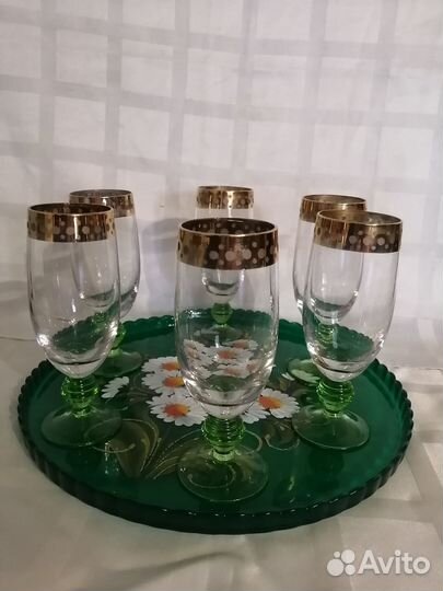 Блюдо цветное стекло СССР