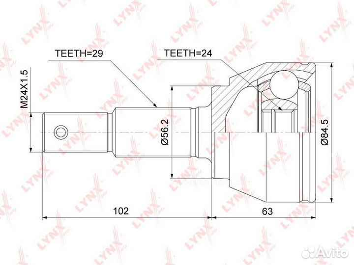 Lynxauto CO-3915 шрус внешний перед прав/лев