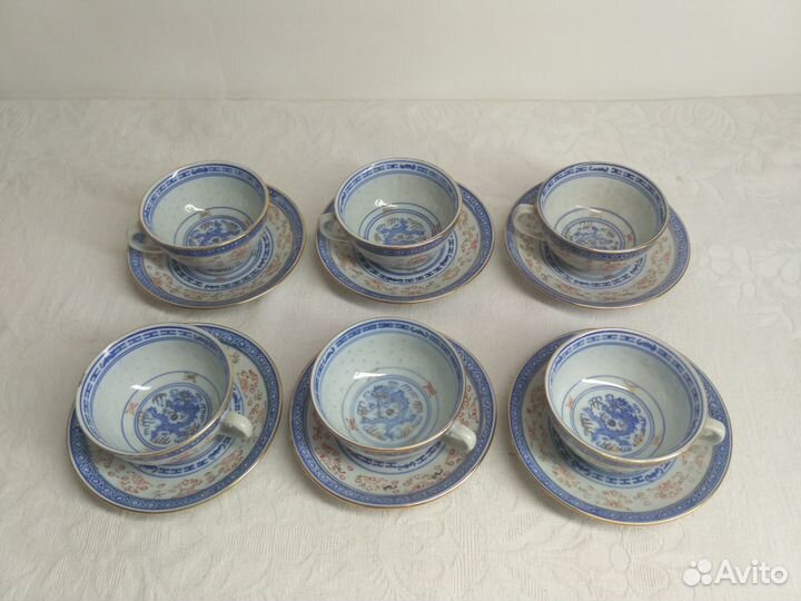 Рисовый фарфор.Чайные пары. Дракон. Китай