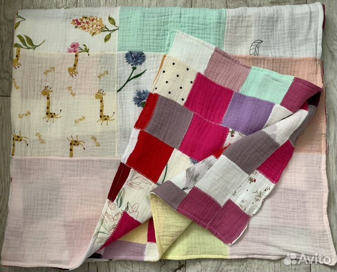 Лоскутное детское покрывало/ одеяло из муслина