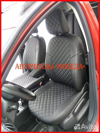 Чехлы Renault Fluence из экокожи чёрные Ромб