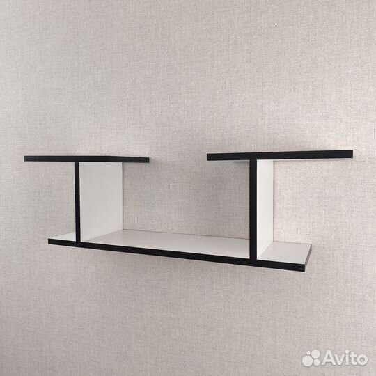 Полка навесная Белая с черной кромкой лдсп