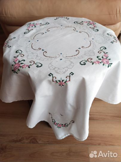 Скатерть вышивка немецкая роза Германия
