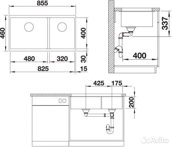 Кухонная мойка Blanco Subline 480/320-U Антрацит