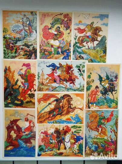 Открытки СССР Сказки Персонажи Собаки Природа