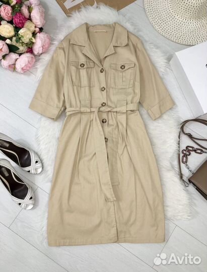 Платье рубашка S. Замеры на фото. Хлопок