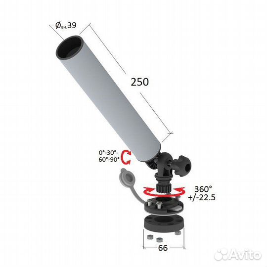 Держатель спиннинга торцевой на палубу быстросъемн