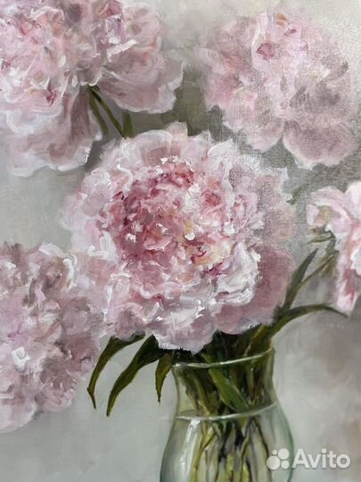 Картина маслом цветы пионы