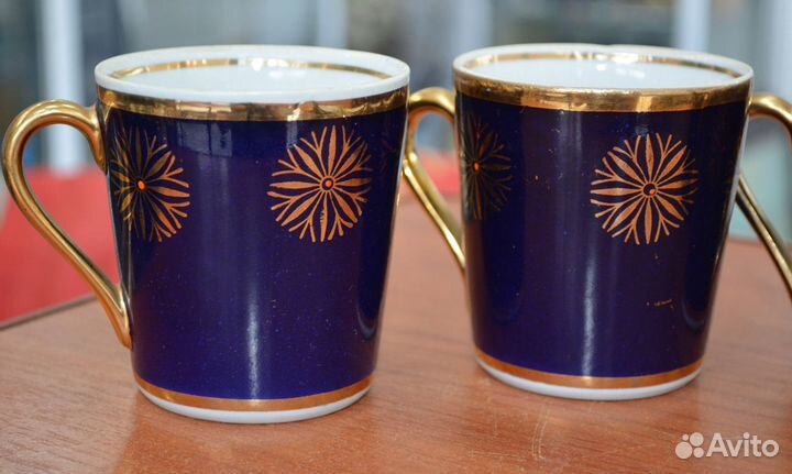 Фарфоровые чайные чашки- 4 шт (кобальт )
