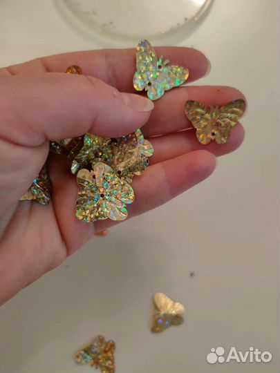 Пайетки для рукоделия бабочки 17мм