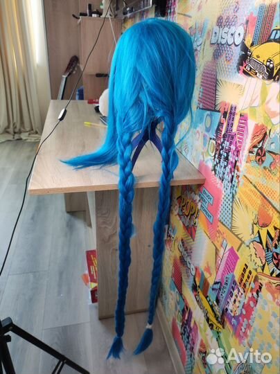 Парик Джинкс, голубой, косплей