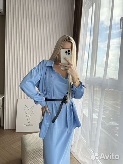 Платье комбинация + рубашка и ремешок