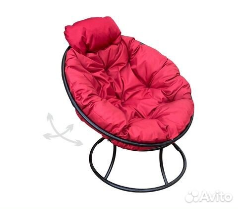 Кресло папасан пружинка мини металл (чёрное, красн