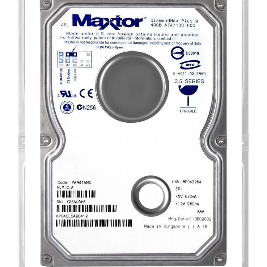 [6Y040L0] Жесткий Диск Maxtor 40gb 7200 Ide 3.5" Hdd 6y040l0