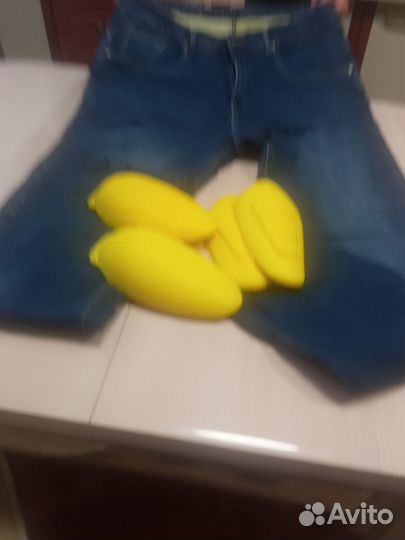 Мотоджинсы мужские синие, размер 36