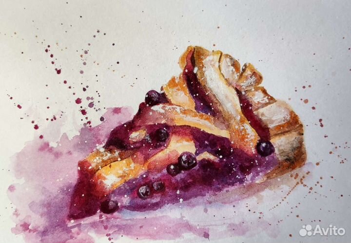 Открытка акварелью, ручная работа. Размер А5