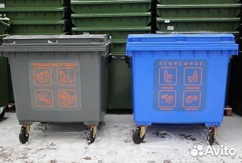 Мусорные контейнеры 1100 с наклейками по брендбуку