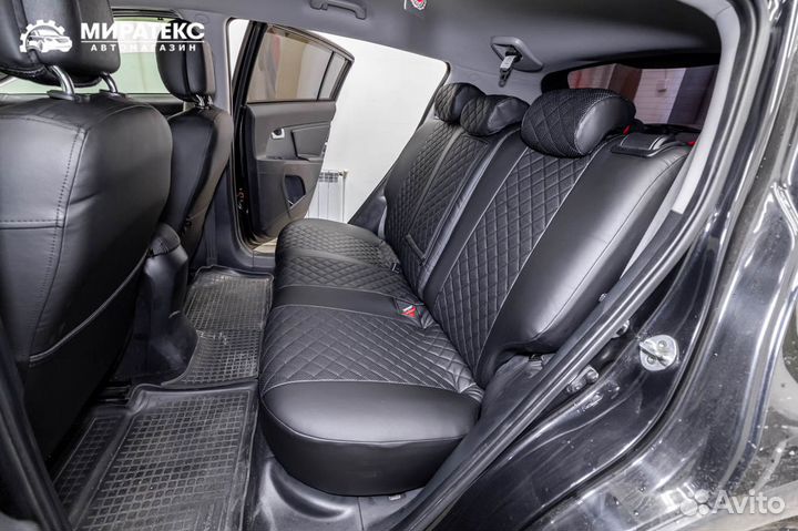 Авточехлы Киа Спортейдж-3 / Экокожа Ромб