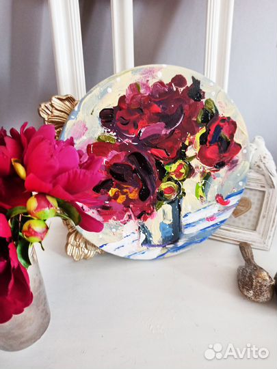 Картина пионы масло холст живопись