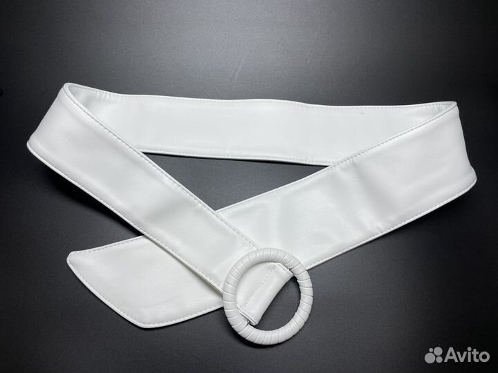 Ремень белый женский экокожа мягкий